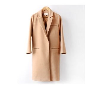 Tan color long coat lined of extra layer of cotton